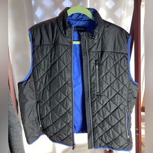 Lands End sz XL 18-20 black vest w blue trim & lining
